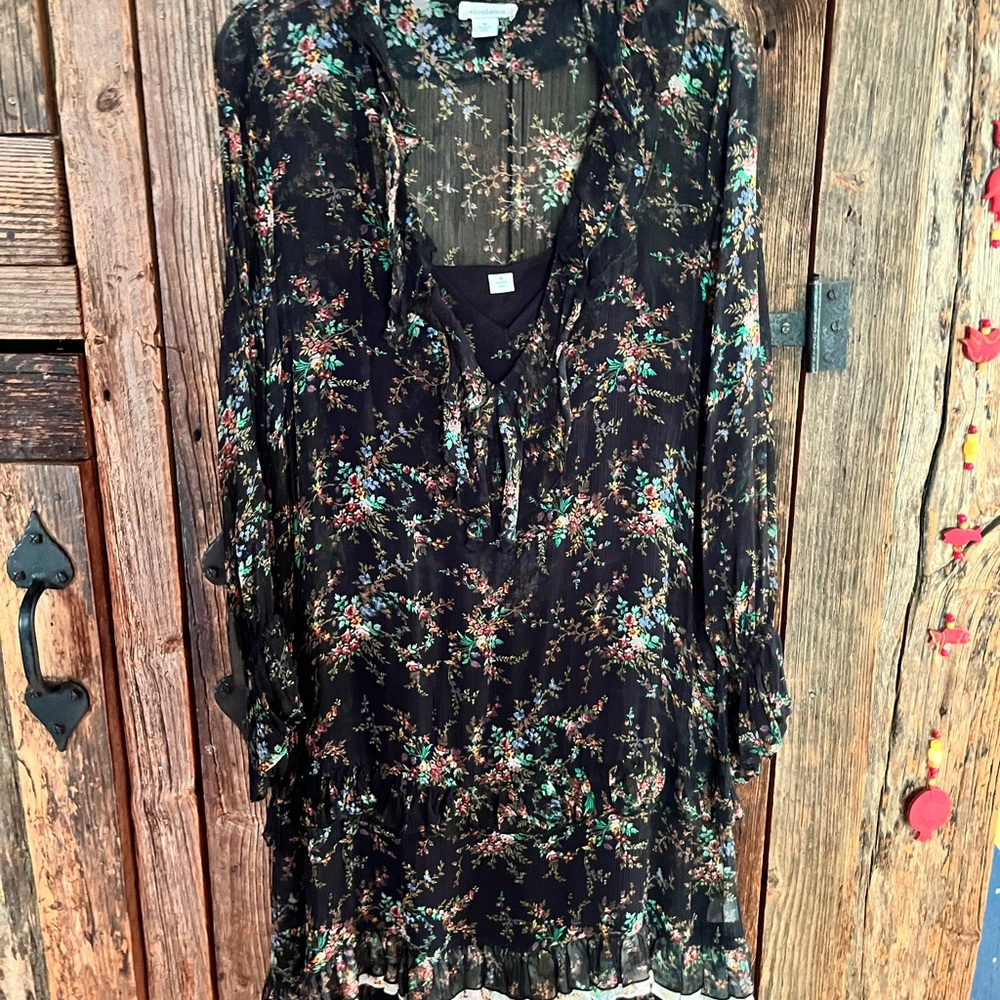 Floral Sheer Sundance  Black Dress